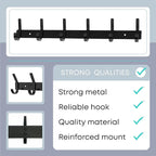 Matte Black Coat Rack Wall Mount – 17 Inch Stainless Steel Hook Rail with 6 Double Coat Hooks – Wall Mounted Entryway Organizer for Coats, Hats, Bags, Towels, Robes, Closet or Bathroom - 4 Pack
