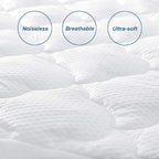 Queen Air Mattress Pad Cover Thick Quilted Inflatable Matresss Topper, Super Soft Breathable and Noiseless Down Alternative Fiber Mattress Pad Fits Up to 16 Inch Mattress