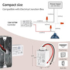 Suraielec Wireless Light Switch and Receiver Kit, 15A High Power, No Wiring, No Interference, 100ft RF Range, Expandable Remote Control Wall Switches for Lamp, Ceiling Light, Fan, Outdoor Lighting