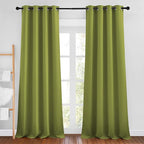 NICETOWN Fresh Green Room Darkening Bedroom Curtains 96 inches Long, Grommet Thermal Insulated Room Darkening Window Treatments Sound Reducing for Living Room, W46 x L96, 2 Panels