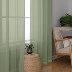 Chyhomenyc Sheer Sage Green Curtains 90 inches Long 2 Panels, Light Filtering Soft Airy Solid Elegant Voile Window Treatment Drapes for Bedroom Living Room Wedding Party Decor, 42 Wx90 L Inches