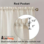 Aiyufeng Linen Sheer Curtains 63 Inch Length 2 Panels for Living Room, Farmhouse Light Filtering Voile Linen Drapes for Bedroom, Patio, Sliding Door, Each 40" W x 63" L