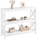 Yaheetech Console Table with 3 Storage Shelves, Entryway Table Sofa Side Table Narrow Long Bookshelf for Hallway Living Room, Accent Furniture, White