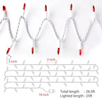 Christmas Red Mini String Lights, 100 Count 26.5 Feet Detachable Incandescent Bulb Waterproof Red Fairy Lights Plug in for Indoor Outdoor Party Patio Valentine's Day Decoration, White Wire