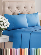 Twin 4 Piece Sheet Set - Comfy Breathable & Cooling - Ultra-Soft Hotel Luxury Bedding Set with 8-16 Inch Deep Pockets - 1 Flat & 1 Fitted Sheet & 2 Pillowcases - Wrinkle Free & Easy Care - Royal Blue