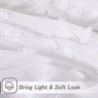 MYSKY HOME White Sheer Short Curtains with Pom Pom for Small Windows Bedroom Nursery Kids Girls Room Curtains Cafe Kitchen Light Filtering Boho Drapes, Rod Pocket,38 x 54 Inches, 2 Panels