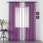 DUALIFE Purple Curtains 96 Inches Long for Living Room Set of 2 Panels Grommet Window Semi Voile Drapes Dark Purple Sheer Curtains for Kids Girls Bedroom Decor Royal Purple 52x96 Inch Length