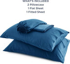 Bedsure King Size Sheets Set, Cooling Sheets for Hot Sleepers, Rayon Derived from Bamboo, Breathable & Soft, Deep Pocket Up to 16 Inches, Hotel Luxury Silky Bedding, Peacock Blue