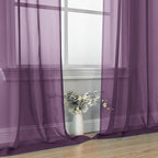 OVZME Plum Sheer Curtains 63 Inches Long 2 Panels - Soft Light Filtering Window Sheer Panels for Living Room/Bedroom, Top Dual Rod Pocket, 1 Pair, Each 42Wx63L Inches