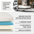 Foamma 5" x 38" x 80" Camper/RV Travel Gel Memory Foam Bunk Mattress, Organic Cotton Cover, Made in USA, Comfortable, Travel Trailer, CertiPUR-US Certified Foam