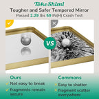 TokeShimi Gold Bathroom Mirror 22x30,HD Tempered Glass,Brushed Gold Bathroom Vanity Mirror for Over Sink,Aluminum Framed Mirror Wall(Horizontal/Vertical)
