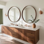 WallBeyond Round Wood Mirror, 32" Round Modern Decoration Large Circle Wall Mirror for Bathroom Living Room Bedroom Entryway, Walnut