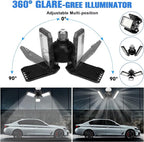LED Garage Lights Bulb 4 Pack -80W, 8000LM 6500K Led Shop Light with 3 Deformable Panels, Basement Barn Light Garage Ceiling Lights, E26/E27 for Garage, Warehouse, Shop, Basement