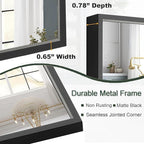 Bathroom Mirror 28x36 Inch, Black Frame Mirror 28"x36", Rectangle Wall Mounted Mirror, Metal Framed Vanity Mirror for Wall 28 by 36, Modern Mirror Hangs Horizontal Or Vertical