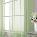 Aiyufeng Light Green Sheer Curtains 63 Inch Length 2 Panels Set for Living Room, Light Filtering Green Window Sheers Drapes for Bedroom, Each 42" W x 63" L