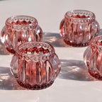 Woho Rose Gold Tealight Candle Holder Set of 6 for Valentines Day Decor, Glass Tea Lights Candle Holder for Wedding Party, Votive Candle Holders for Table Centerpiece