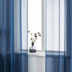 Navy Blue Curtains 108 Inches Long for Living Room Set 2 Panels Window Semi Voile Drapes Extra Length Solid Transparent Dark Blue Curtains for Bedroom Party Backdrop 52x108 Inch Length Indigo Blue