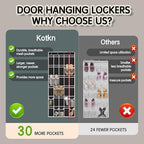 Over the Door Shoe Organizer with 30 Breathable Mesh Pockets - Large Capacity Closet Storage for Men & Women, Hanging Shoe Rack Organizer -Black