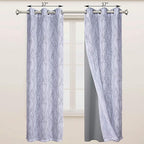 BONZER Mix and Match Curtains - 2 Pieces Branch Print Sheer Curtains and 2 Pieces Blackout Curtains for Bedroom Living Room Grommet Window Drapes, 37x95 Inch/Panel, Light Grey, Set of 4 Panels