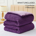BEDELITE Fleece Twin Comforter Set -Super Soft & Warm Fluffy Purple Bedding, Luxury Fuzzy Heavy Bed Set for Winter with 1 Pillow case