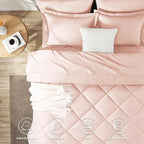 CozyLux Twin Comforter Set with Sheets Blush Pink - 5 Pieces Bed in a Bag Twin, All Season Bed Set for Girls and Boys, Bedding Set with Down Alternative Comforter, Sheets, Pillowcase & Sham