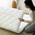 EMOOR Japanese Futon Mattress CLASSE & Fitted Sheet PRESSO Twin Made in Japan, Cotton (White) Foldable Floor Sleeping Bed Tatami Mat