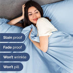 Queen 6 Piece Sheet Set - Comfy Breathable & Cooling - Ultra-Soft Hotel Luxury Bedding Set with 8-16 Inch Deep Pockets - 1 Flat & 1 Fitted Sheet & 4 Pillowcases - Wrinkle Free & Easy Care - Baby Blue