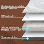 WhatsBedding 4 Inch Memory Foam Mattress Topper Twin Size for Pressure Relief, Extra Soft and Breathable Pillow Top Mattress Topper with 3D air mesh, Fluffy Shredded Memory Foam Filled，75 * 39 * 4in