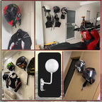 SNAGMO White 180° Motorcycle Helmet Rack, Rotation Metal Helmet Holder Wall Mounted Helmet Rack Motorcycle with 2 Hooks Helmet Hanger for Motorcycle Bike Coats, Caps, Baseballs, Rugby Helmet