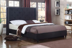 HomeLife Premiere Classics Cloth Black Linen 51" Tall Headboard Platform Bed with Slats Queen - Complete Bed 5 Year Warranty Included 007