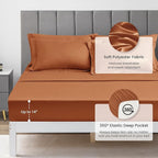 Love's cabin King Size Comforter Set Terracotta, 7 Pieces King Bed in a Bag, All Season Bedding Sets with 1 Comforter, 1 Flat Sheet, 1 Fitted Sheet, 2 Pillowcase and 2 Pillow Sham