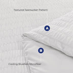 HYMOKEGE White King Size Comforter Set Seersucker 7 Pieces, All Season Luxury Bed in a Bag for Bedroom, Bedding Set with Comforters, Sheets, Pillowcases & Shams