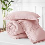 Bedsure Queen Comforter Set - Pink Soft Bedding for All Seasons, Cationic Dyed Bed Set, 3 Pieces, 1 Queen Size Comforter (90"x90") and 2 Pillow Shams (20"x26"+2")