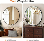 Sweetcrispy Round Bathroom Mirror 20 Inch Black Metal Framed Wall Mounted Circle Vanity Mirror for Bathroom, Bedroom, Living Room, Entryway, Anti-Rust, Modern Decorative, Hanging or Leaning
