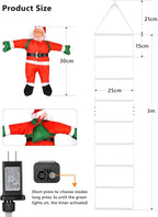 Toodour LED Christmas Lights - 10ft Christmas Decorative Ladder Lights with Santa Claus, Xmas Decorations Light for Indoor Outdoor, Window, Garden, Home, Wall, Xmas Tree Decor - Red & Green