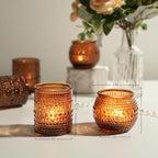 36pcs Amber Votive Candle Holders, Glass Small Tea Lights Candle Holders for Table Centerpiece for Home Decor Party Fall Boho Decor (Amber)