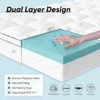 Memory Foam Mattress Topper Cover, Full Size 4inch, White, Dual Layer Gel & Pillow Top, CERTIPUR-US Certified, Machine Washable, Pressure Relieving, 54x75 inch