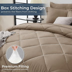 HEVUMYI Khaki Twin Comforter Set - 5-Piece All Season Bed in a Bag Twin, Ultra Soft Bedding Set with Comforter, Flat Sheet, Fitted Sheet, Pillowcases, Pillow Shams
