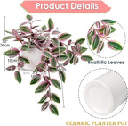 Fake Hanging Plants in Ceramic Pot, 20 Inch Artificial Pink Ivy Leaves Plant Faux Greenery Vine Plants for Home Bedroom Office Table Shef Desk Indoor Outdoor Decor Pink
