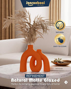 Hug Donut Decorative Vase Set - Modern Vases Home Decor, Decorative Vase for Bookshelf, Entryway Table, Dining Table Centerpiece, Mantle or Fireplace Decor, Console (Orange)