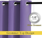 NICETOWN Blackout Curtains for Girls Room - Thermal Insulated Solid Grommet Room Darkening Curtains/Panels/Drape for Bedroom (Lilac Purple, 1 Pair, 66 by 72-Inch)