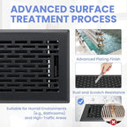 4x12 Inches Heavy Duty Walkable Floor Register - Easy Adjust Air Supply Lever Decorative Floor Vent Covers - Boston Design Vent Covers for Home - Matte Black