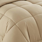 Sweet Home Collection 7 Piece Comforter Set Bag Solid Color All Season Soft Down Alternative Blanket & Luxurious Microfiber Bed Sheets, Taupe, Queen