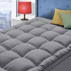King Size Mattress Topper for Back Pain, Cooling Extra Thick Mattress Pad Cover with 8-21 inch Deep Pocket, Plush Pillow Top Mattress Topper Overfilled with Down Alternative, King Size, Dark Grey