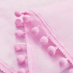 Treatmentex Sheer Curtains for Bedroom Nursery Room Pink 72 inches Long Linen Texture Slub Pom Pom Voile for Windows 52" W x 2 Panels Rod Pocket