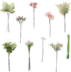 Floroom Artificial Greenery Stems Box Set, 45pcs with 6 Kinds of Faux Greenery Flowers Picks for DIY Bridal Bouquets Wedding Floral Arrangement Table Centerpieces, Dusty Rose & Green