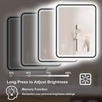 S'bagno 40X28 Black LED Mirror for Bathroom with Frontlit & Backlit, LED Bathroom Mirror with Metal Frame, Anti-Fog, Stepless Dimmable, 3 Colors Temperature LED Vanity Mirror(Horizontal/Vertical)