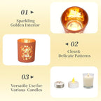 Hewory Thanksgiving Votive Candle Holders: Fall Glass Tea Light Candle Holder Set of 6, Thanksgiving Table Decorations Centerpieces for Dinner Tabe Fireplace Mantle Fall Decorations for Home Party