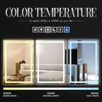 Fab Glass and Mirror LED Mirror 36x48 Inches, Led Bathroom Mirror with Lights Front and Backlit Anti-Fog Memory Brightness, Three Color Options Frameless Wall Mounted Bathroom Vanity Mirror