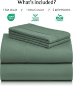 LuxClub 4 PC King Sheet Set, Breathable Luxury Bed Sheets, Deep Pockets Wrinkle Free Cooling Bed Sheets Machine Washable Hotel Bedding Silky Soft - Tree Moss Green King